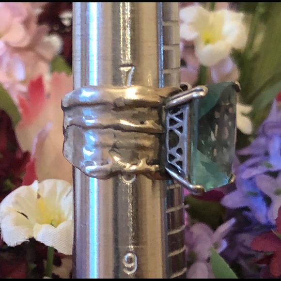 ๐HP๐Silpada .925 Sterling Silver Aqua Glass Ring - Picture 7 of 8